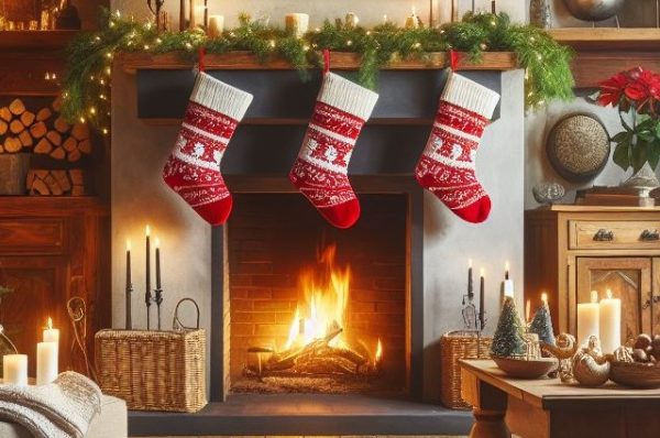 靴下がさがっている暖炉のイメージ